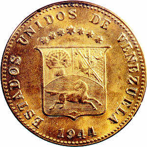 12 1/2 centimos (locha) 1944 anverso  Monedas de Venezuela